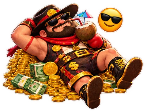 SlimKing heavyweight lounging on a pile of gold coins